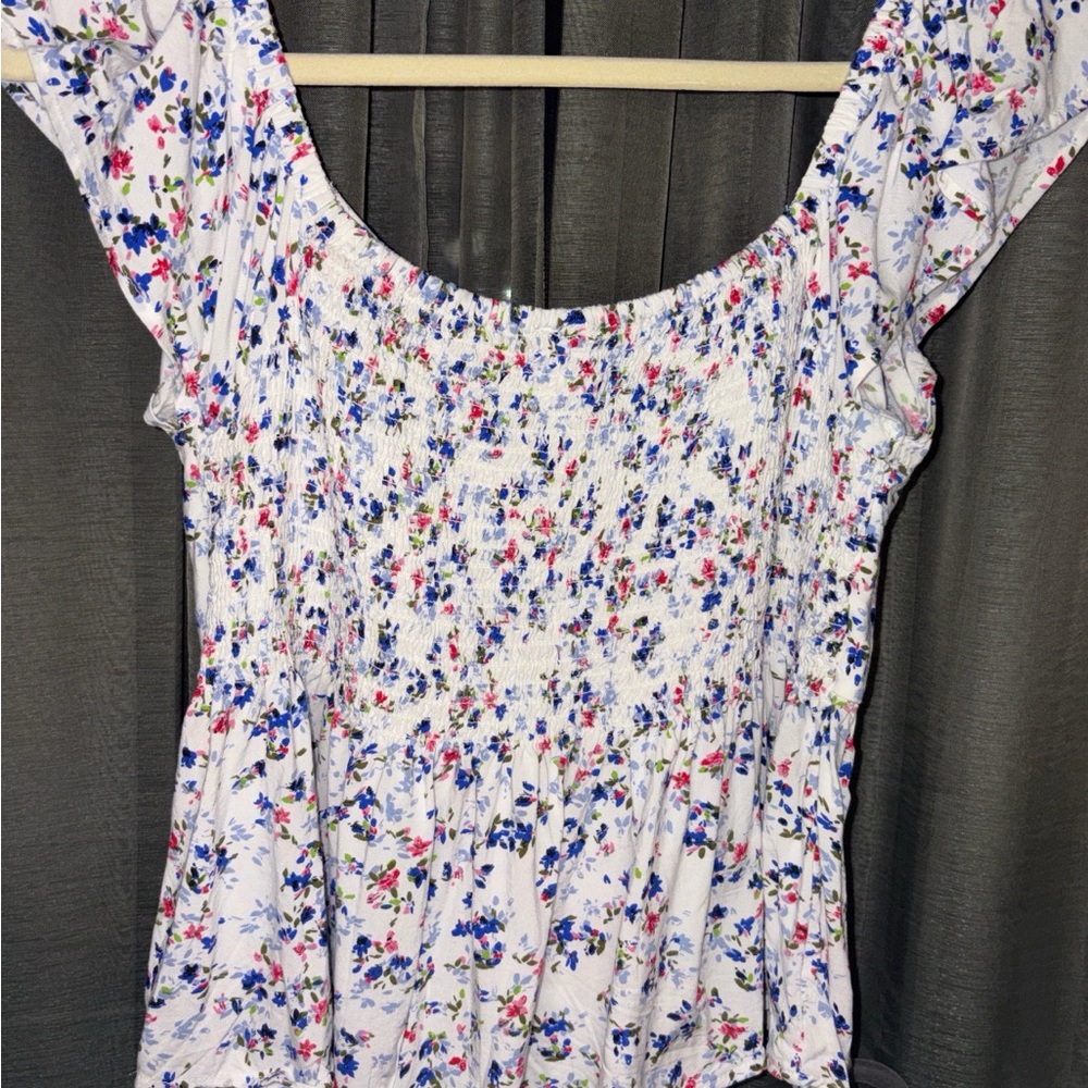 Japna Floral Print Women's Blouse - Blue, Red, White